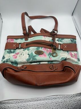 BOC Born Concept Faux Leather Handbag Bag Purse White Floral Adjustable Strap